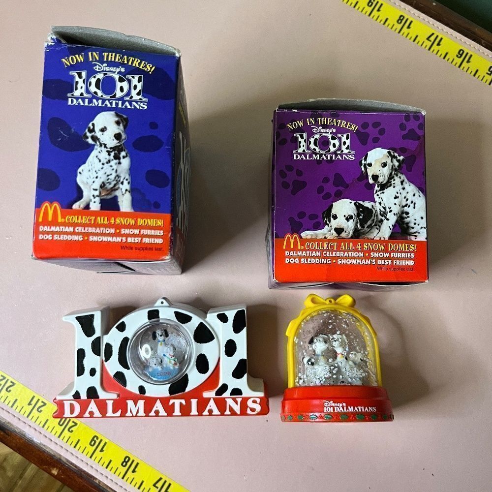 McDonald's Disney's 101 Dalmatians Snow Flurries Snow Globe Ornament 2pc Lot - Picture 12 of 15